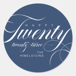 ハッピー二十三ブルーホワイトハヌカー ラウンドシール