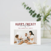 ハッピー二十二タイポグラフィフォトホリデー ポストカード (スタンド正面)