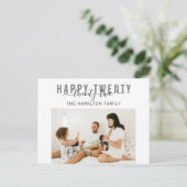ハッピー二十二タイポグラフィフォトホリデー ポストカード (スタンド正面)