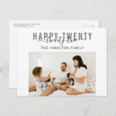 ハッピー二十二タイポグラフィフォトホリデー ポストカード (正面/裏面)