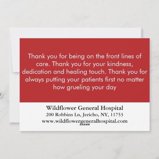 ハッピー企業のナースデーフローラグリーティングホリデー シーズンカード (裏面)