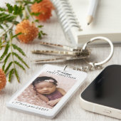 ハッピー初めてのクリスマスニューダディベビー写真 キーホルダー (正面右)