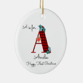 ハッピー初めてのクリスマスAランバージャックロビン セラミックオーナメント (右)