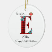 ハッピー初めてのクリスマスE lumberjack robin tree セラミックオーナメント (左)