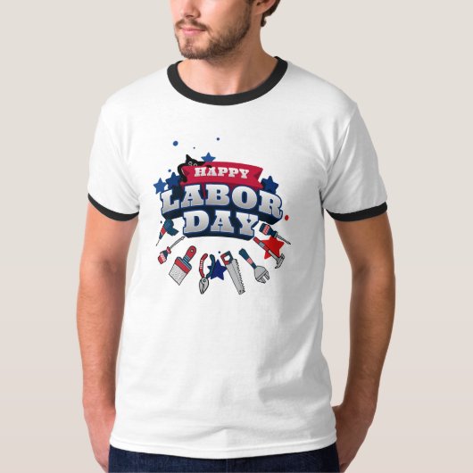ハッピー労働日のTシャツデザイン Tシャツ (正面)