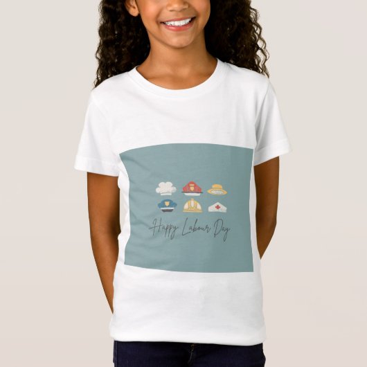 ハッピー労働者の日デザイン Tシャツ (正面)