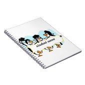 ハッピー卒業踊りペンギン,バナー付き ノートブック (右側)