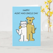 ハッピー叔母と叔父の日7月27日漫画ペット カード (黄色い花)