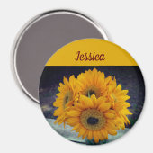 ハッピー名前をカスタムするひまわりマグネット マグネット (正面/裏面)