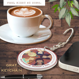 ハッピー国際的ウィメンズデイポートレートレッド キーホルダー