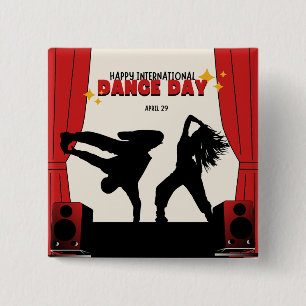 ハッピー国際的ダンスデー World Dance Day 缶バッジ