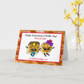 ハッピー国際的ワッフルデー+レシピカード カード (黄色い花)