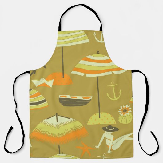 ハッピー夏期シームレスパターン エプロン (正面)