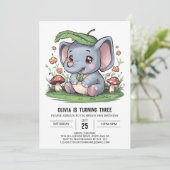 ハッピー威厳のあるエレファントデジタル誕生日 招待状 (スタンド正面)