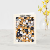 ハッピー子猫誕生日 カード (黄色い花)