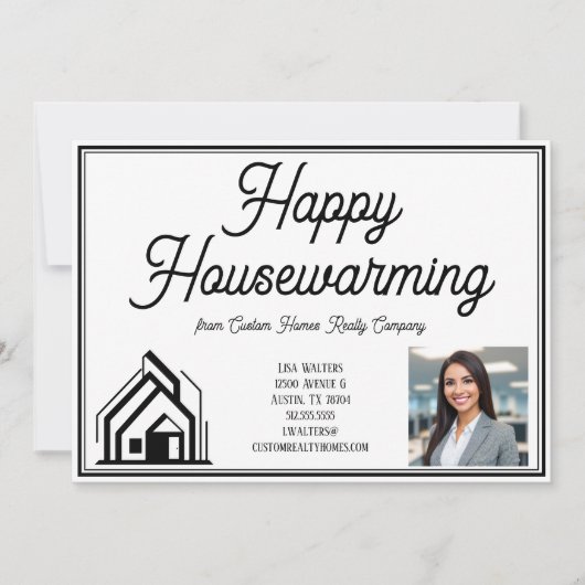 ハッピー実在引っ越し祝いパーティーエステート会社のカスタムロゴ カード (正面)