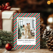 ハッピー家族のホリデー フォト カード 赤 モダン シンプル
