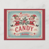 ハッピー小妖精や小人キャンディクリスマス シーズンポストカード (正面)