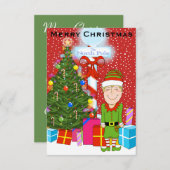 ハッピー小妖精や小人クリスマスパーティの招待状 招待状 (正面/裏面)