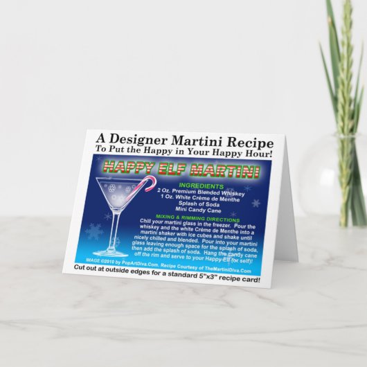 ハッピー小妖精や小人ミントクリスマスカクテルレシピカード シーズンカード (正面)