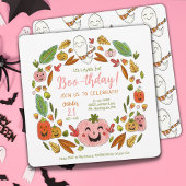 ハッピー幽霊たちピンクハロウィーン誕生日 招待状