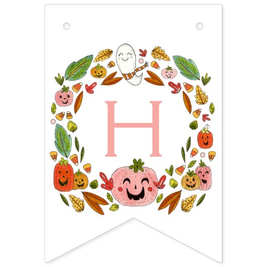 ハッピー幽霊たちブーツデイピンク誕生日 バンティングフラッグ (第2の旗)