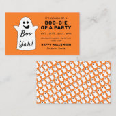 ハッピー幽霊オレンジハローウィンパーティチケット招待状 エンクロージャーカード (正面/裏面)