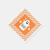 ハッピー幽霊オレンジハローウィンパーティ スタンダードカクテルナプキン (角)