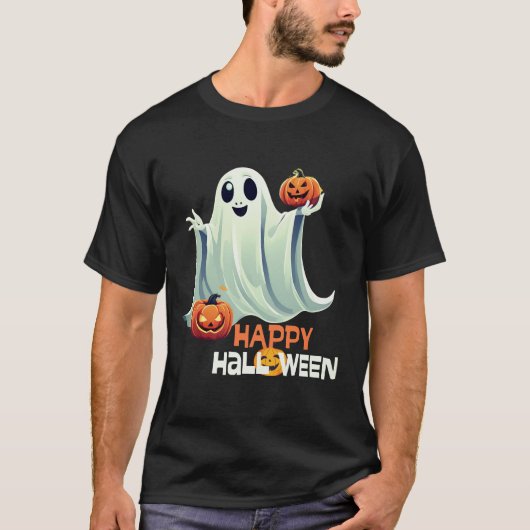 ハッピー幽霊ハッピーハローウィン Tシャツ (正面)