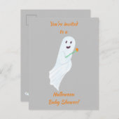 ハッピー幽霊ハロウィーンベビーシャワー招待状はがき 案内ポストカード (正面/裏面)