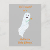 ハッピー幽霊ハロウィーンベビーシャワー招待状はがき 案内ポストカード (正面)