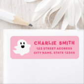 ハッピー幽霊ピンクハロウィーン差出人住所 ラベル (インサイチュ)