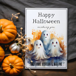 ハッピー幽霊ファミリーハロウィングリーティングカード シーズンカード
