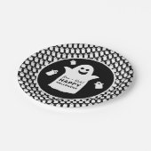 ハッピー幽霊ブラックハローウィンパーティ ペーパープレート (アングル)