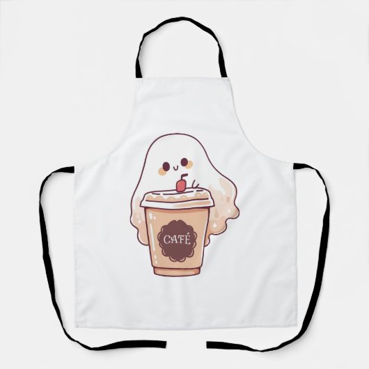 ハッピー幽霊ラブコーヒーステッカー エプロン (正面)