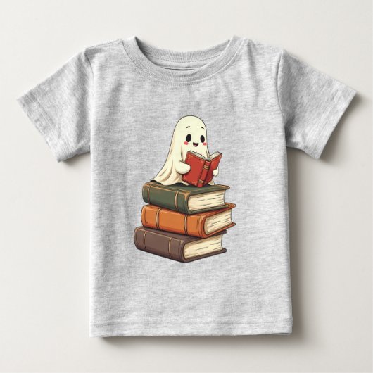 ハッピー幽霊リーダおもしろい- Bookworm ベビーTシャツ (正面)
