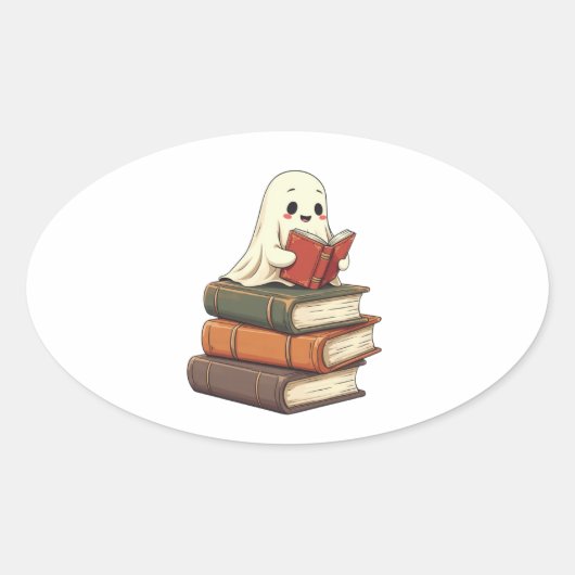 ハッピー幽霊リーダ不気味- Bookworm 楕円形シール (正面)