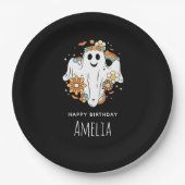 ハッピー幽霊レトロヒッパイヴィベ誕生日 ペーパープレート (正面)