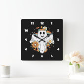 ハッピー幽霊レトロヒッパイヴィベ スクエア壁時計 (ホーム)