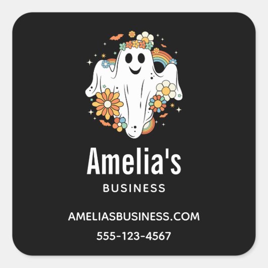 ハッピー幽霊レトロヒッパイヴィーブビジネス スクエアシール (正面)