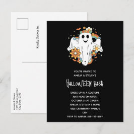 ハッピー幽霊レトロヒッパイヴィーベハロウィーン インビテーションポストカード