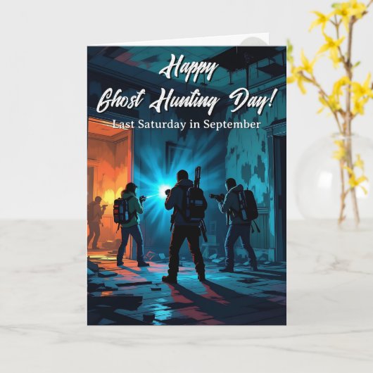 ハッピー幽霊狩りデイ!休おもしろい日 カード (黄色い花)
