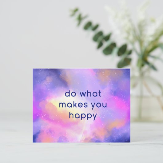 ハッピー引用文オンザコズミック宇宙抽象デザイン ポストカード (スタンド正面)