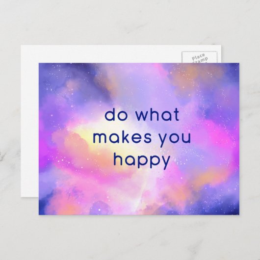 ハッピー引用文オンザコズミック宇宙抽象デザイン ポストカード (正面/裏面)