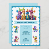 ハッピー恐竜誕生日招待状 招待状 (正面/裏面)