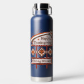 ハッピー感じ感謝祭の賛美レトロサイン ウォーターボトル (正面)