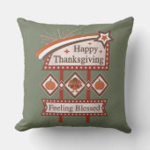 ハッピー感じ感謝祭の賛美レトロサイン クッション (正面)
