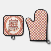 ハッピー感じ感謝祭の賛美レトロサイン 鍋つかみ&鍋敷きセット (正面)