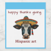 ハッピー感謝してい与えスのヒスパニック・アート ワインラベル (シングルラベル)
