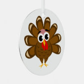 ハッピー感謝祭おもしろいのターケットアニメ メタルオーナメント (正面右)